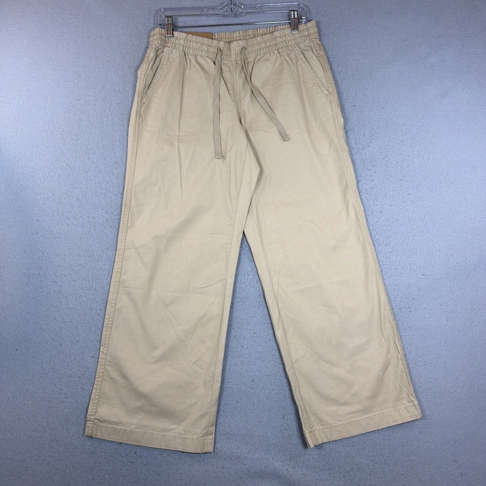 LL Bean Favorite Fit Khaki Pull On Drawstring Pants Women's Size 8 Petite NWT